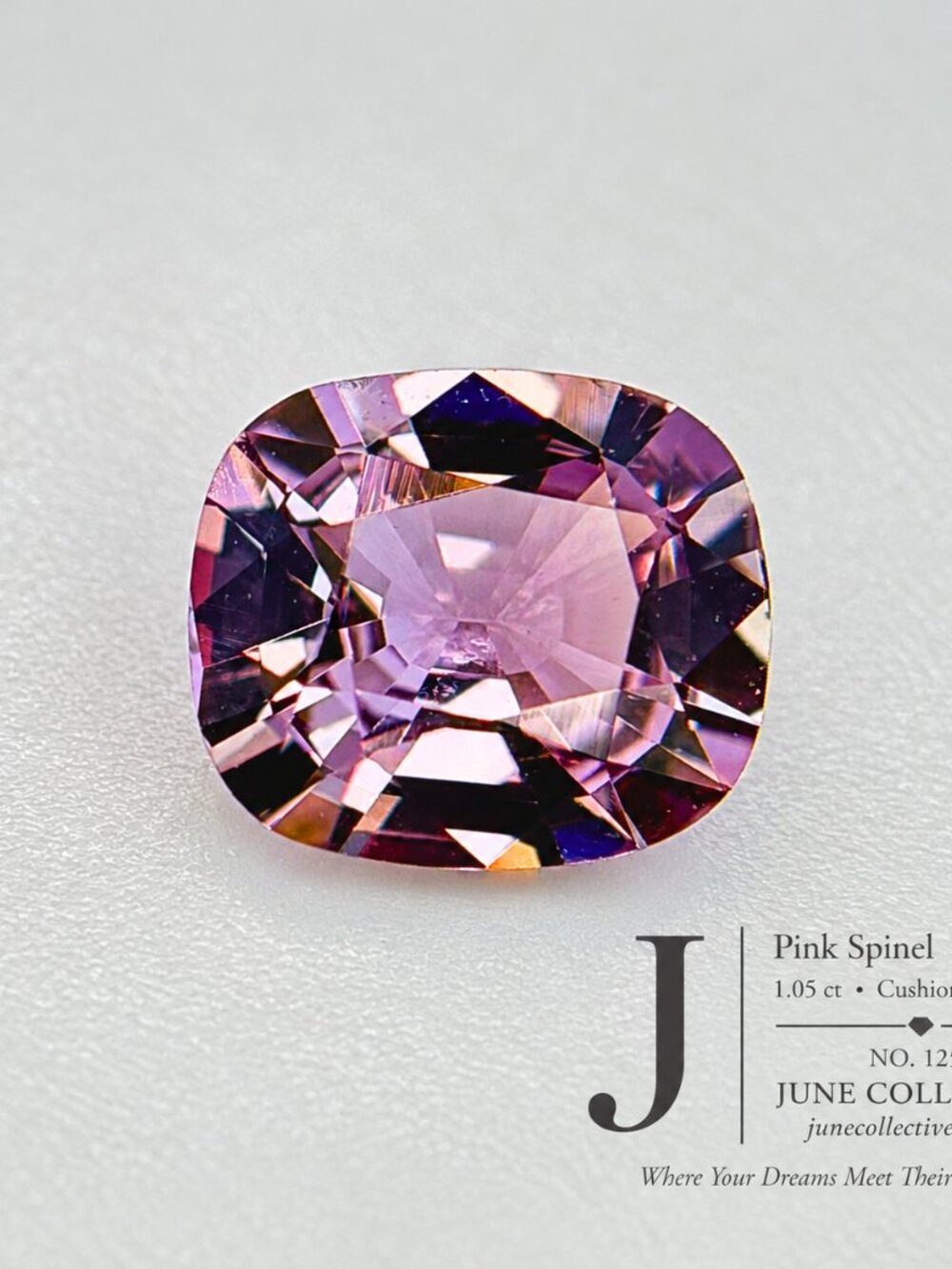 Natural Pink Spinel 1.05ct Cushion Cut Loose Gemstone 7x5.7mm Precision Cut